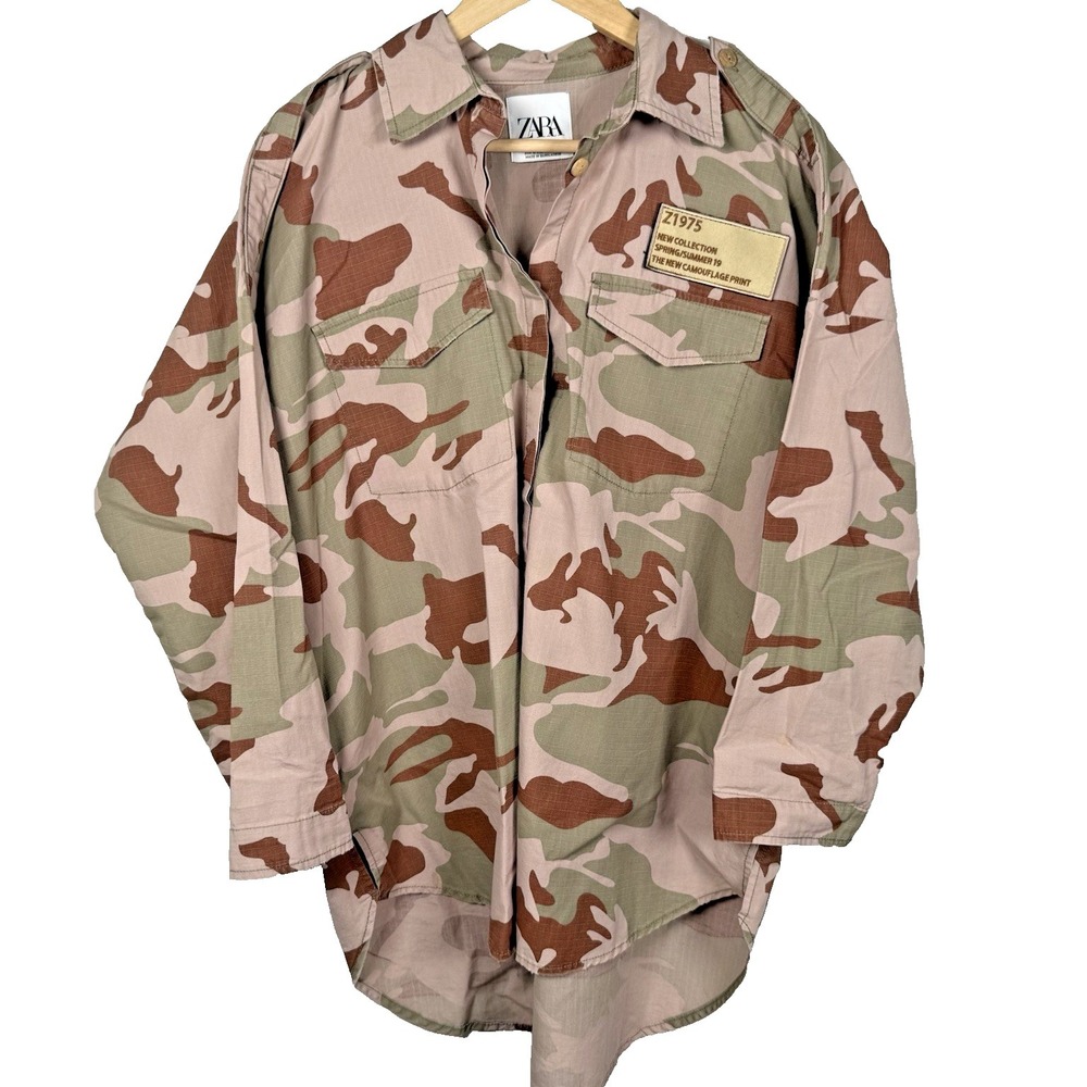 Zara Oversized Desert Camo‎ Utility Overshirt Shacket - SS19 Collection - Size M